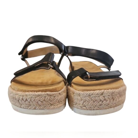 Sun + Stone SZ 8.5 Black Strappy 1.9" Platform Espadrille Loop & Hook Closure - Picture 8 of 8